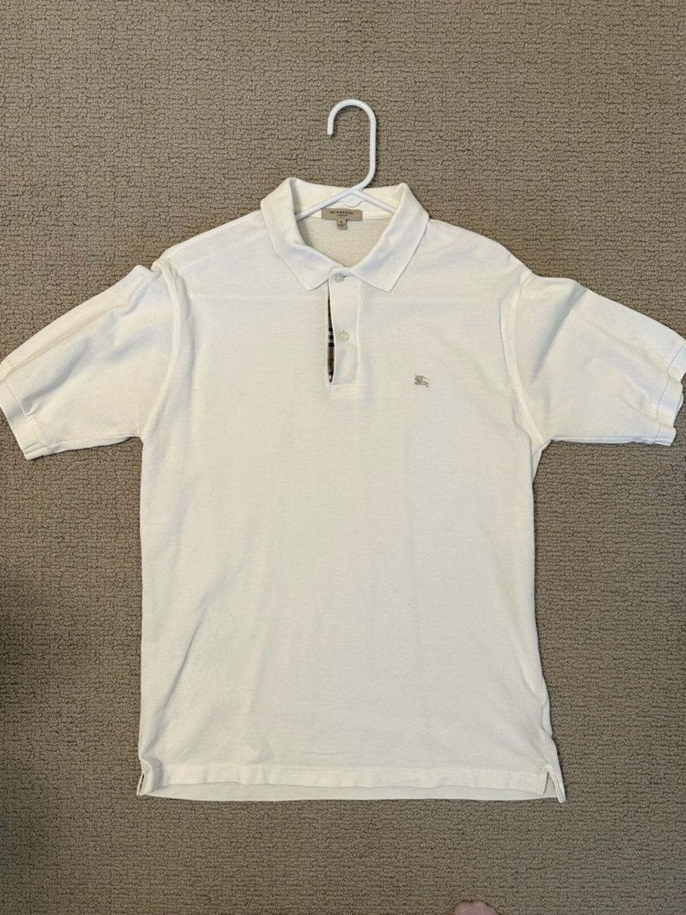 Burberry White Short-Sleeve Polo with Signature Check Trim
